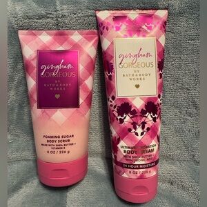 Bath & Body Works Gingham Gorgeous Foaming Sugar Body Scrub and Body Cream Set